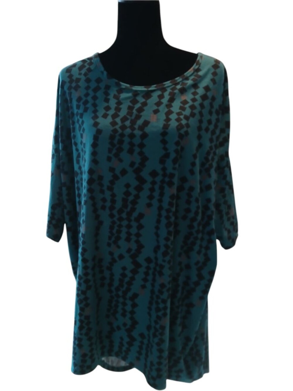 LuLaRoe IRMA dark Green & Blackscoop Neck Short Sleeve Womens Size 2XL  #029